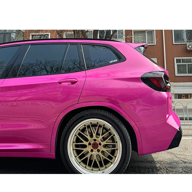 Factory Wholesale PET TPU HD Glossy Liquid Metallic Rouge Water Pink Car Wrap Vinyl 1.52X18M/5X60FT Full Roll Size Car Stickers