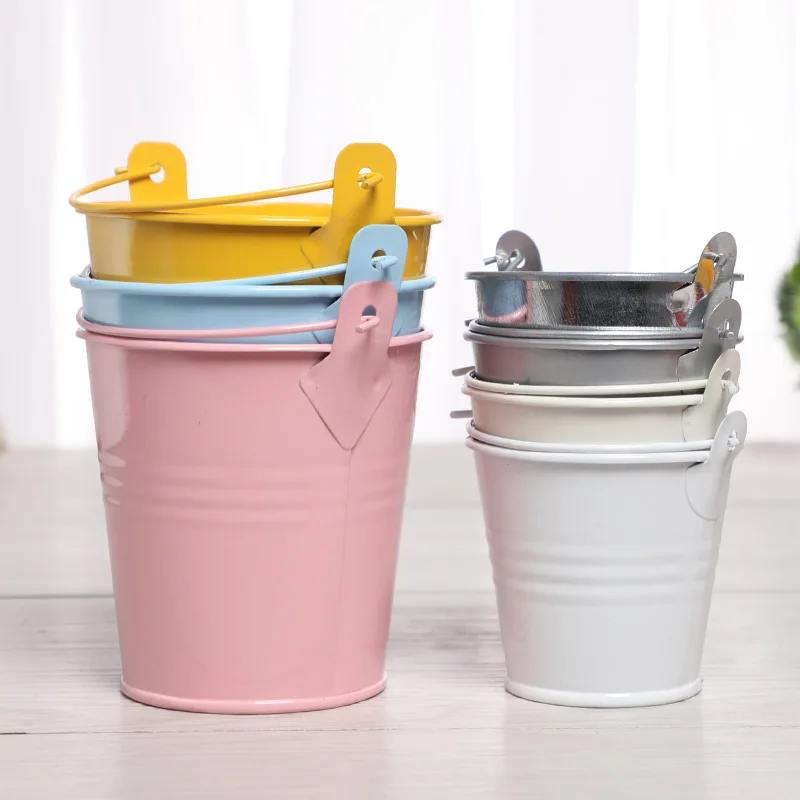 New Arrival Mini Tin Bucket for Plant Flower Pot Metal Bucket for Plant Flower Pot Egg Hunt Solid Small Easter Basket