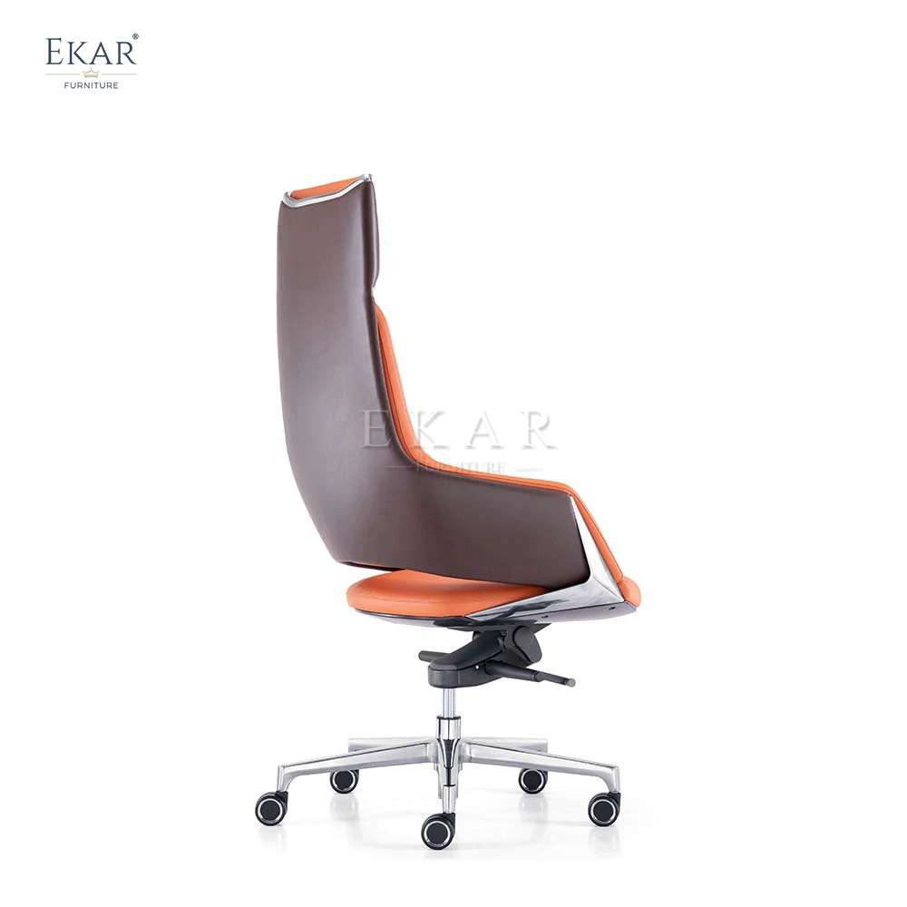 Premium Italian Leather Office Chair - Seamless Design with Reinforced Aluminum Alloy Base manufacture