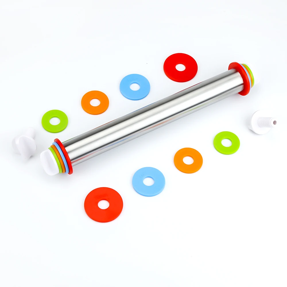 Rolling Pin Thickness Rings Adjustable Dough Roller Rolling Pins for Baking Pasta Pizza Pie Cookies