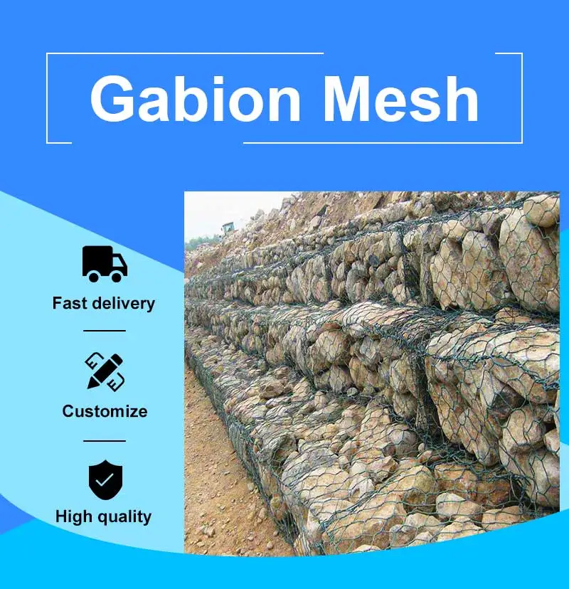 Rock Retaining Wall Wire Cages Pvc Coated Welded Galvanized Wire Mesh