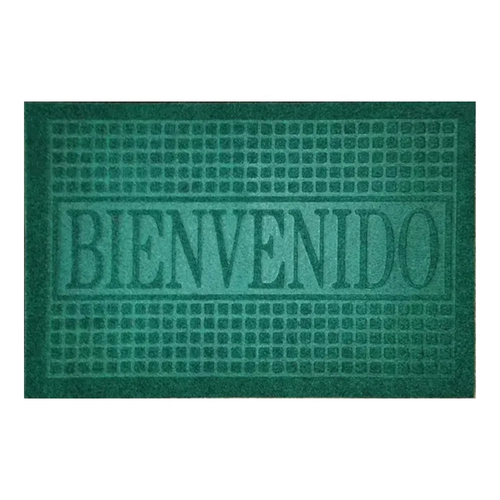 PVC backing velour embossed polyester door mats supplier