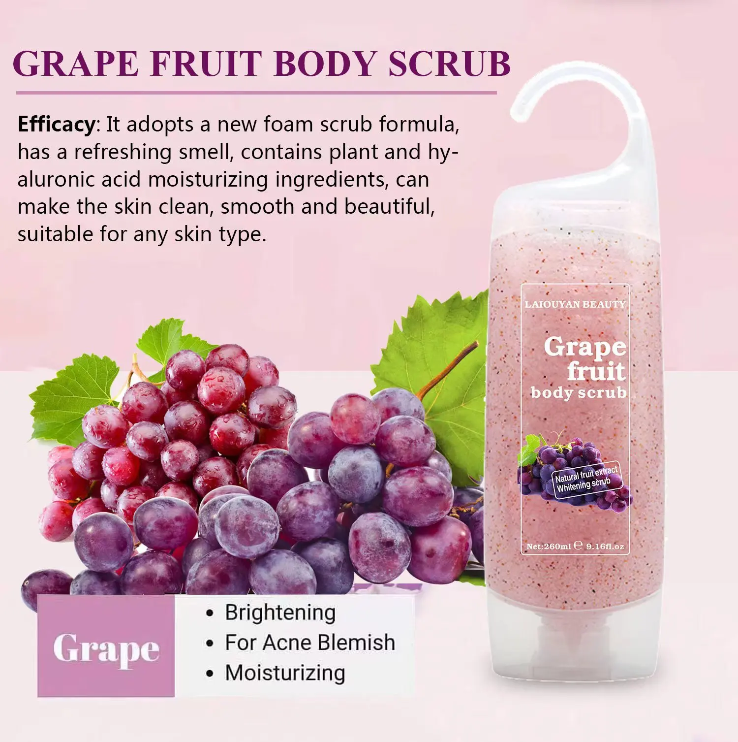 Natural Vegan Fruits Body Scrub Exfoliating Shower Gel Whitening