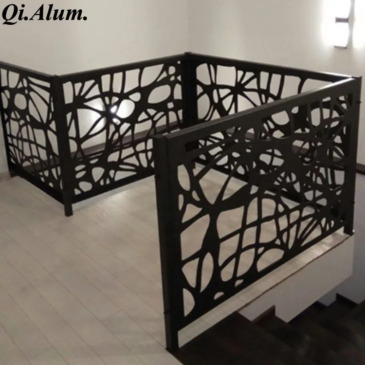 Customized Laser Cut Decorative Art aluminium Metal Interior Wall Stair Railings Indoor Decorative