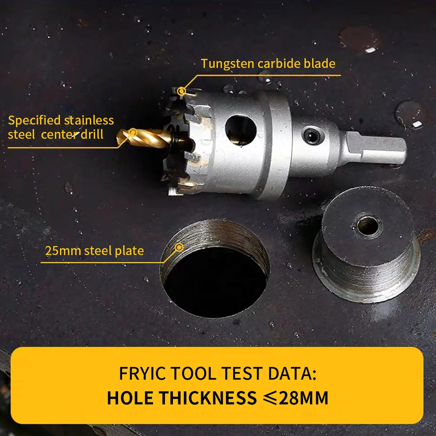 Tungsten Carbide Tipped Cutter TCT Hole Saw for 25mm Thickness Steel Plate by Fryic Diamond Hole Saw and Hole Opener