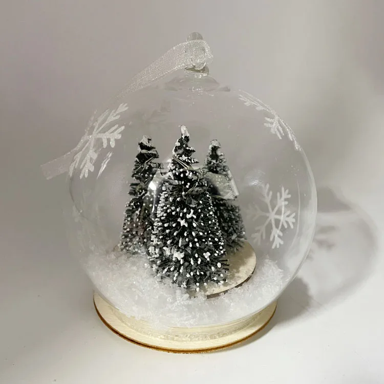 Transparent glass hanging christmas tree ball ornament decorative christmas decorating lighting ball set suppliers with logo supplier