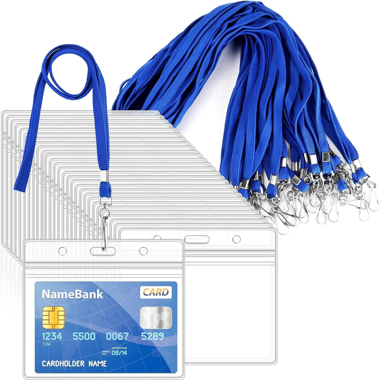 Wholesale Transparent PVC Jacquard ID Card Holder Lanyard with Hook Eco-Friendly & Lightweight preview 3