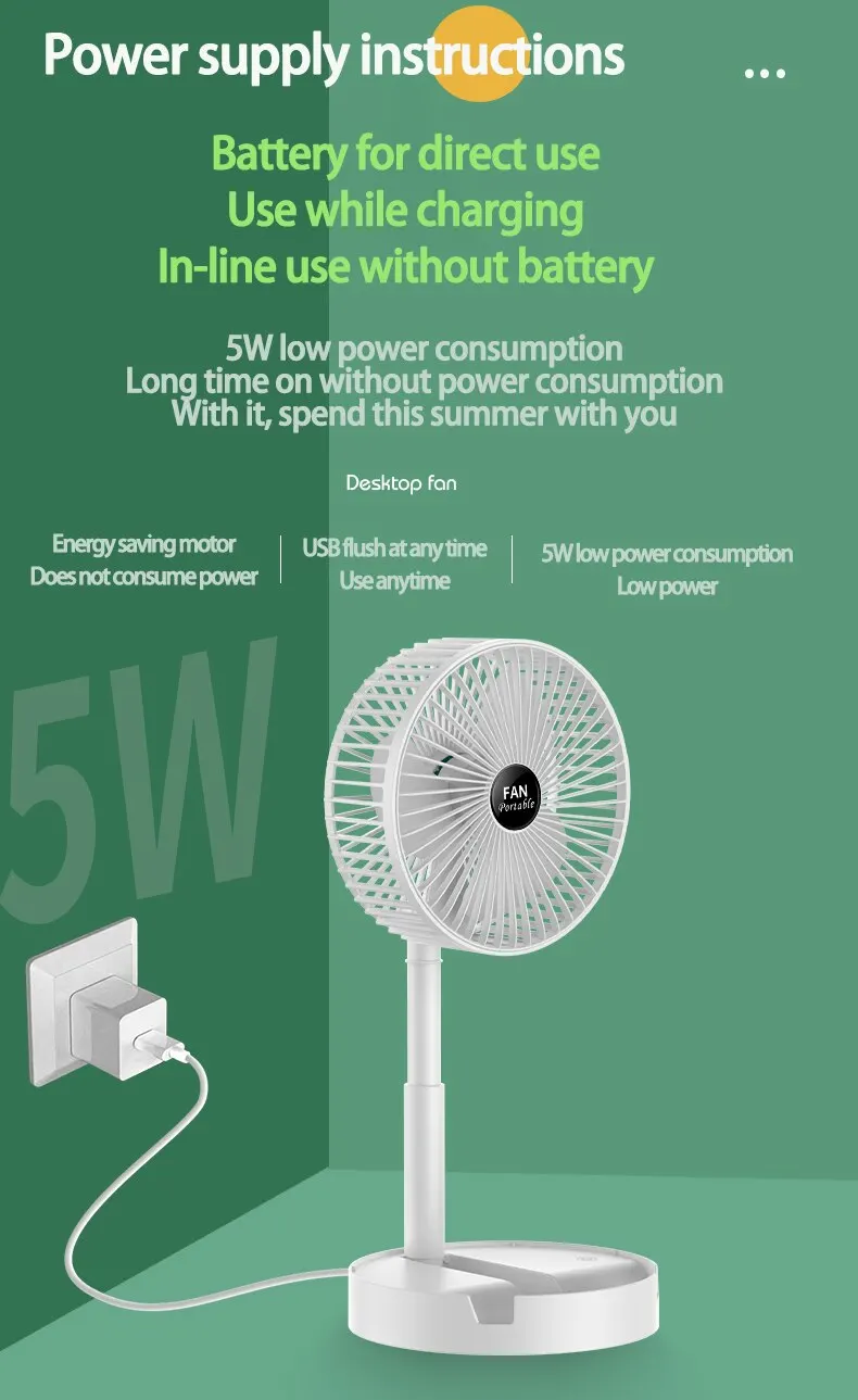 Mini Desktop Foldable Fan Portable Household Usb Rechargeable