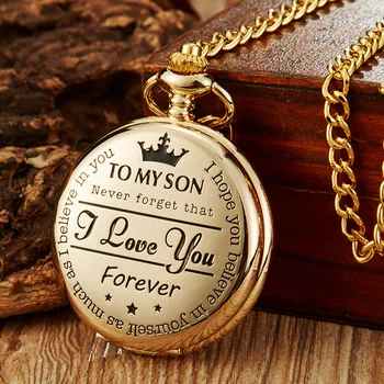 Classic Smooth Vintage Quartz Pocket Watch with Chain