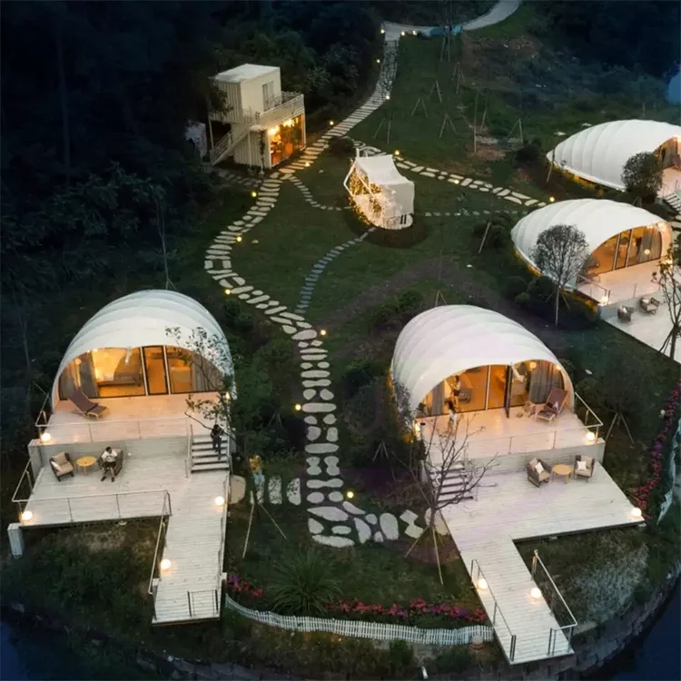 Luxury Strong Galvanized Steel Structure Glamping Shell Shape Hotel Tent for Resort