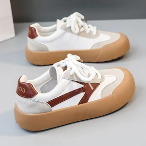 BR622 Leisure Women's Shoes Summer Breathable Color Patchwork Thin Sole Board Shoes Versatile Leather Small White Shoes