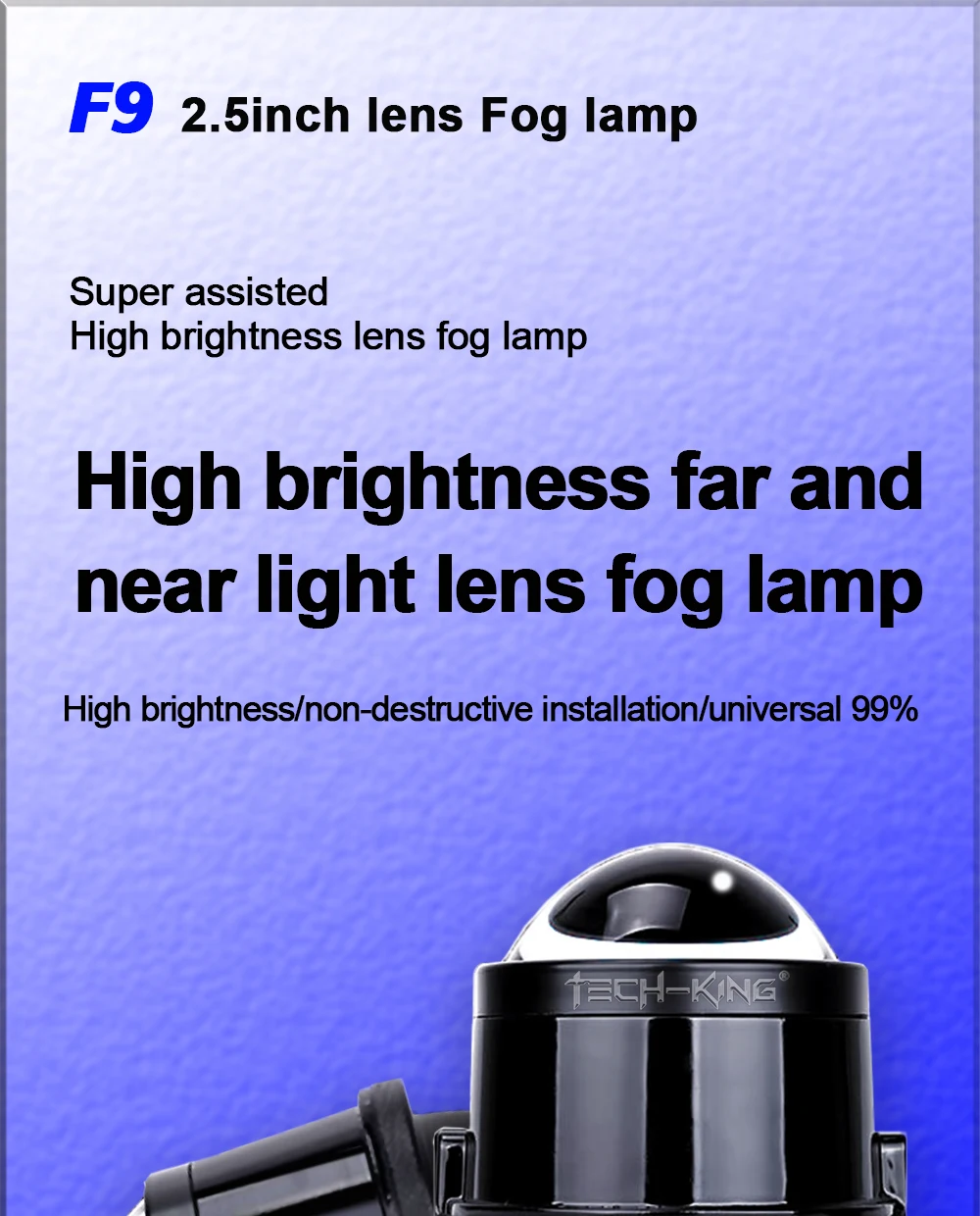 TECH-KING 2.5 英寸 6000K 12V 25W 汽车自动照明系统氙气投影仪，带支架双 LED 投影仪镜头雾灯