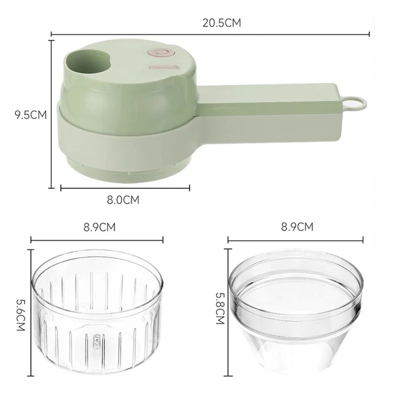 3D Green 4 1 Mini Electric Stainless Steel Vegetable Cutter Portable Vegetable Chopper Eco-Friendly Grater Vegetable Slicer
