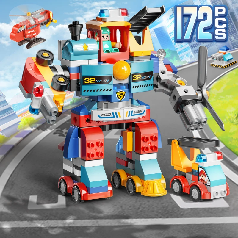 FEELO2024 Robot Building Blocks Super Machine Robot Building Blocks Bricks DIY Children's Heros Gifts Educational Toys for Kids