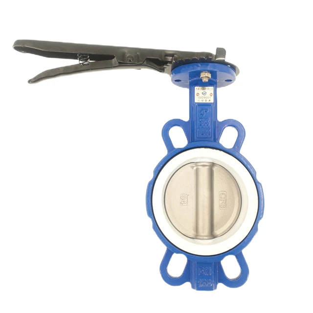 Ductile Iron Lever handle wafer butterfly valve PTFE seal Disc SS304/316L  DN50-DN100-DN350 PN10/16/150LB