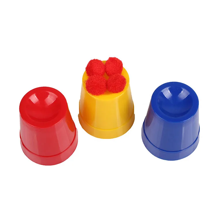 Promotion Gift Plastic Small Size Three Cups and Balls Game Magic Trick Cup and Ball Illusion Magic Tricks Toy for Kids