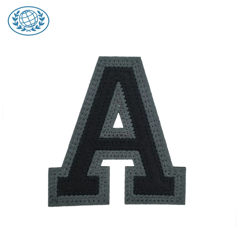 Custom Numbers Alphabet Letters C Varsity Applique Felt Embroidery Patch Stripes DIY Clothing Accessory Iron on Backing