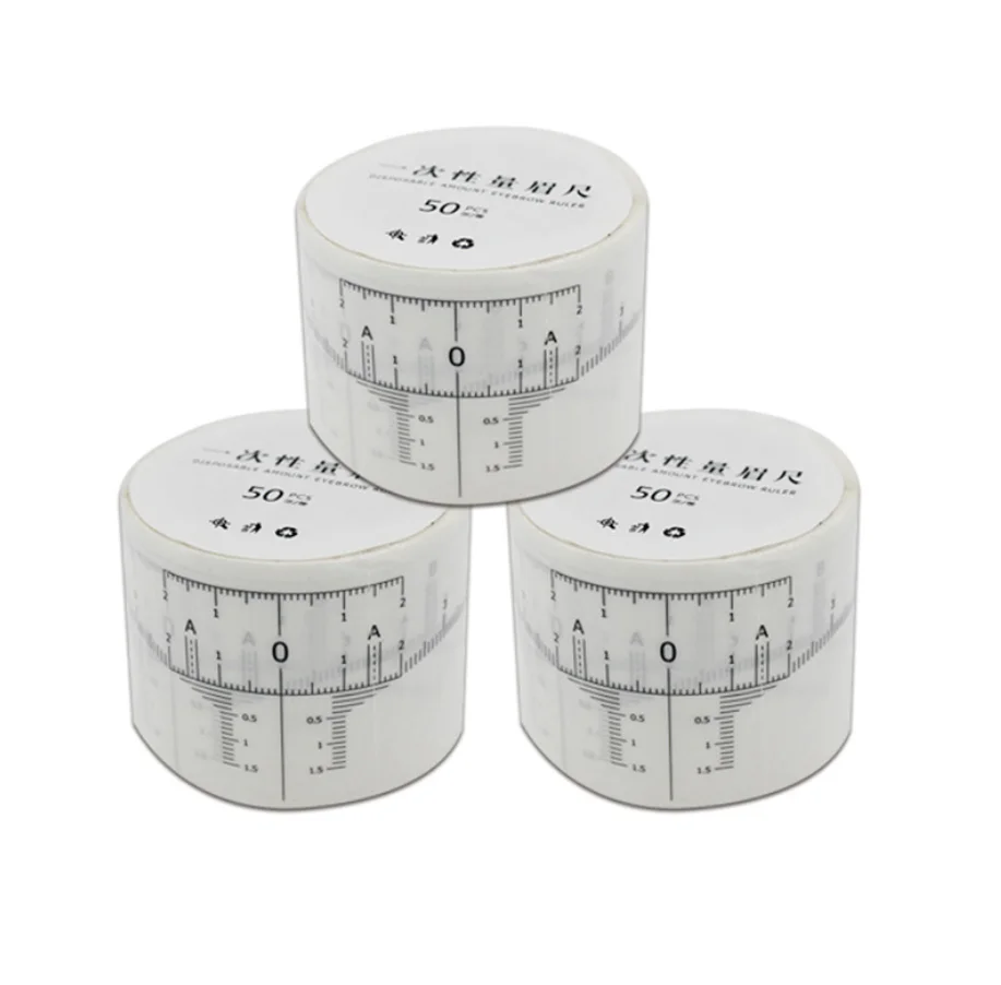 Одноразовые тату бровей измерения линейка со шкалой для фиксации наклейки для начинающих дизайн формы бровей 50 шт/рулон