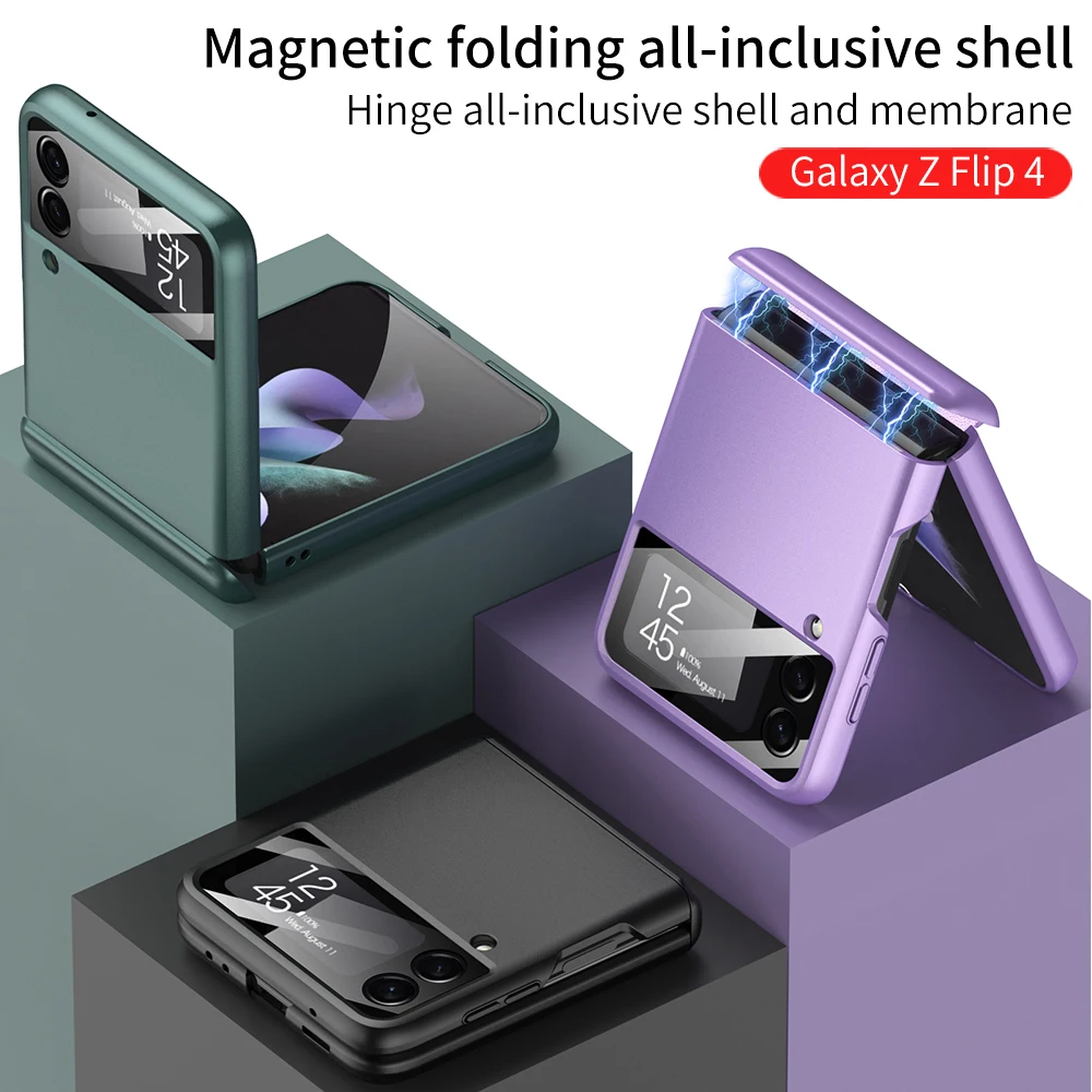 GKK 360 Hinge All Inclusive Shell for Samsung Galaxy Z Flip4 Case Magnetic Ultra Thin Hard Case for Samsung Z Flip 4 Back Cover