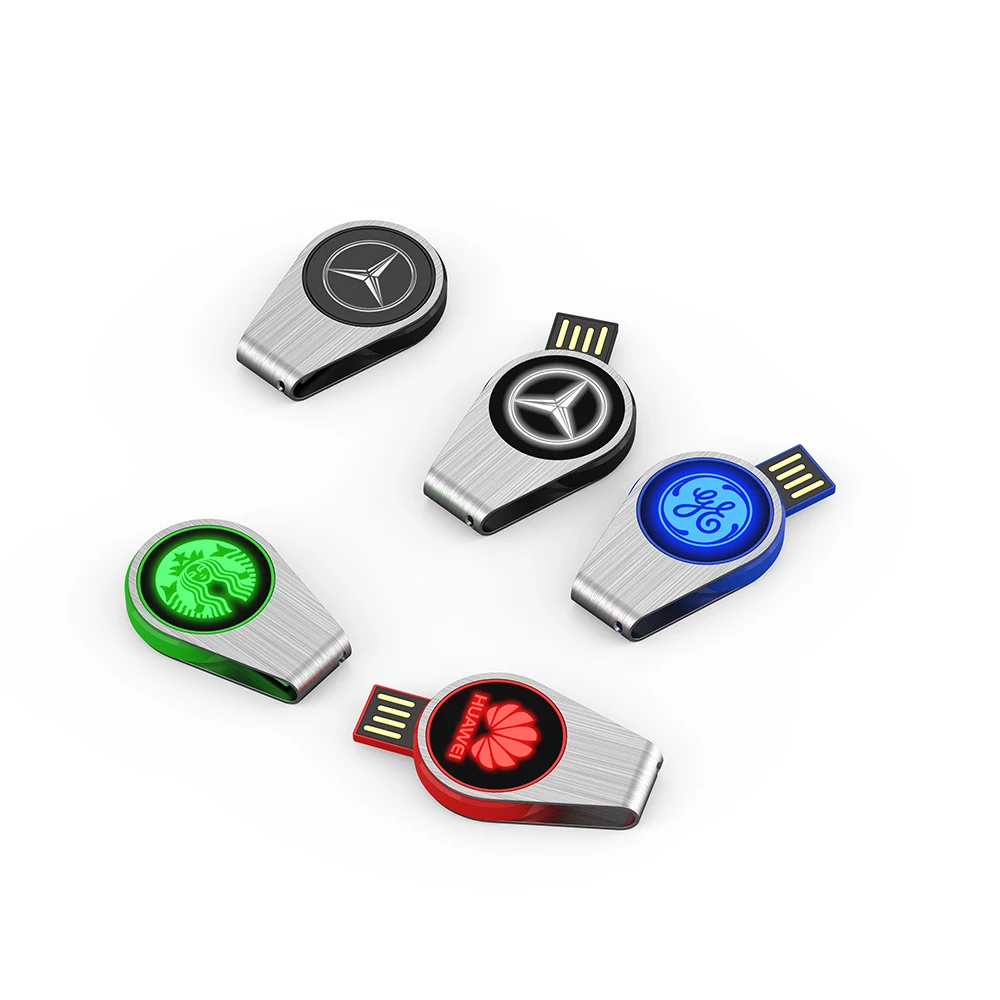 Custom Logo Usb Drives With Light Up Round Memory Stick 8gb 16gb 32gb