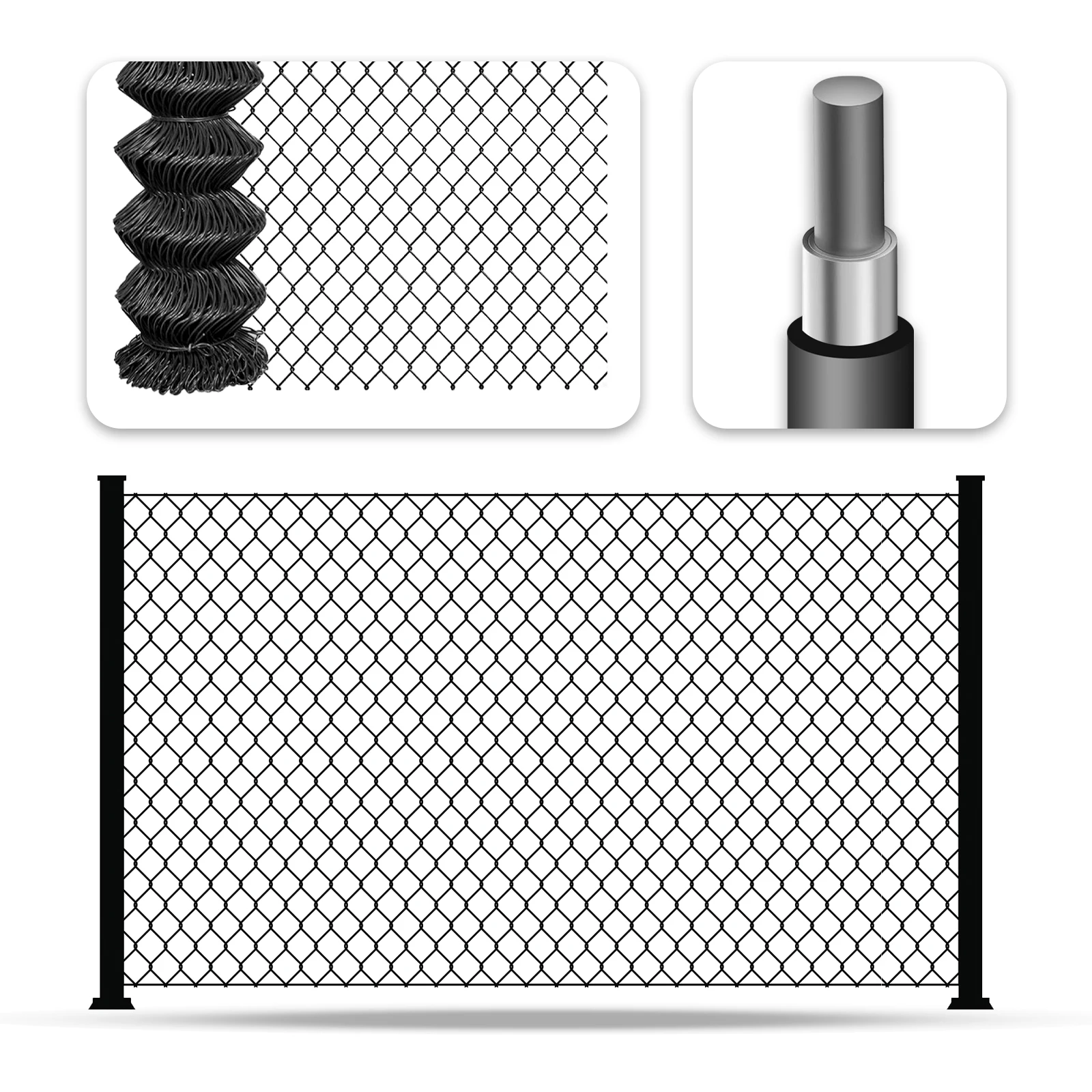 Link Coat CAPHAUS Galvanized Steel 11.5 Gauge Chain Link Fencing Wire Roll,  Galvanized Fence Fabric, Diamond Mesh Size Galvanized Chain Link Fence