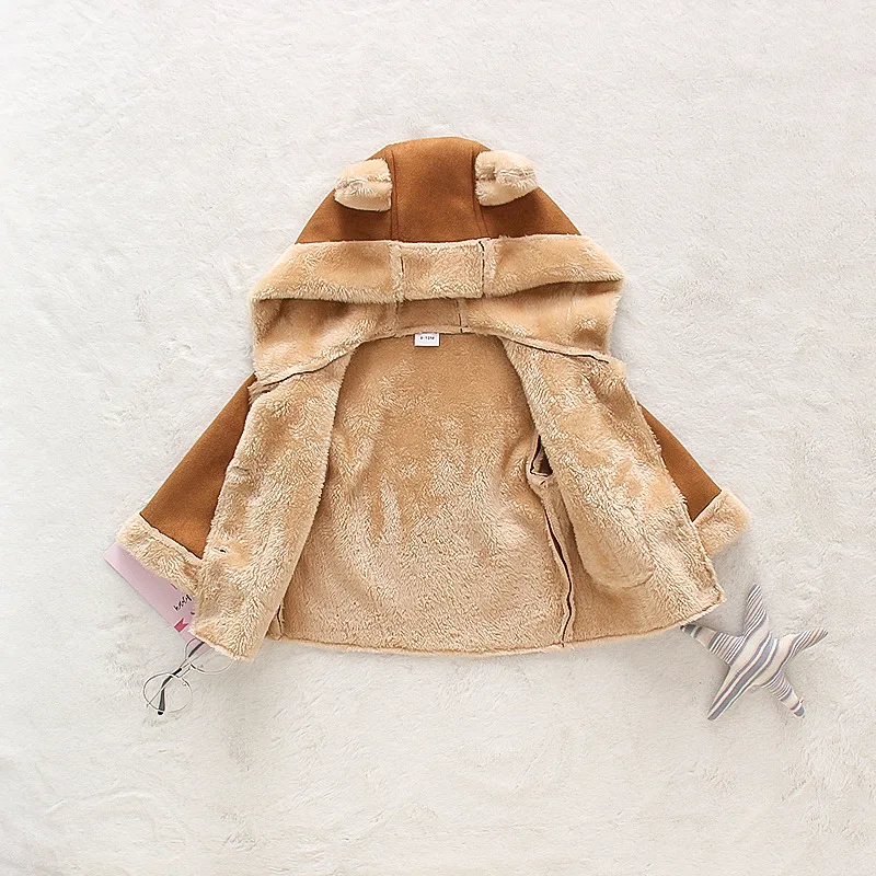 Winter Children's Bear Plush Coat Long Sleeve Newborn Warm Jacket Baby