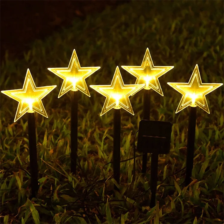 Tree Snowflake Star Outdoor Solar Pathway Lights Warm White Durable Waterproof Christmas Path Lights