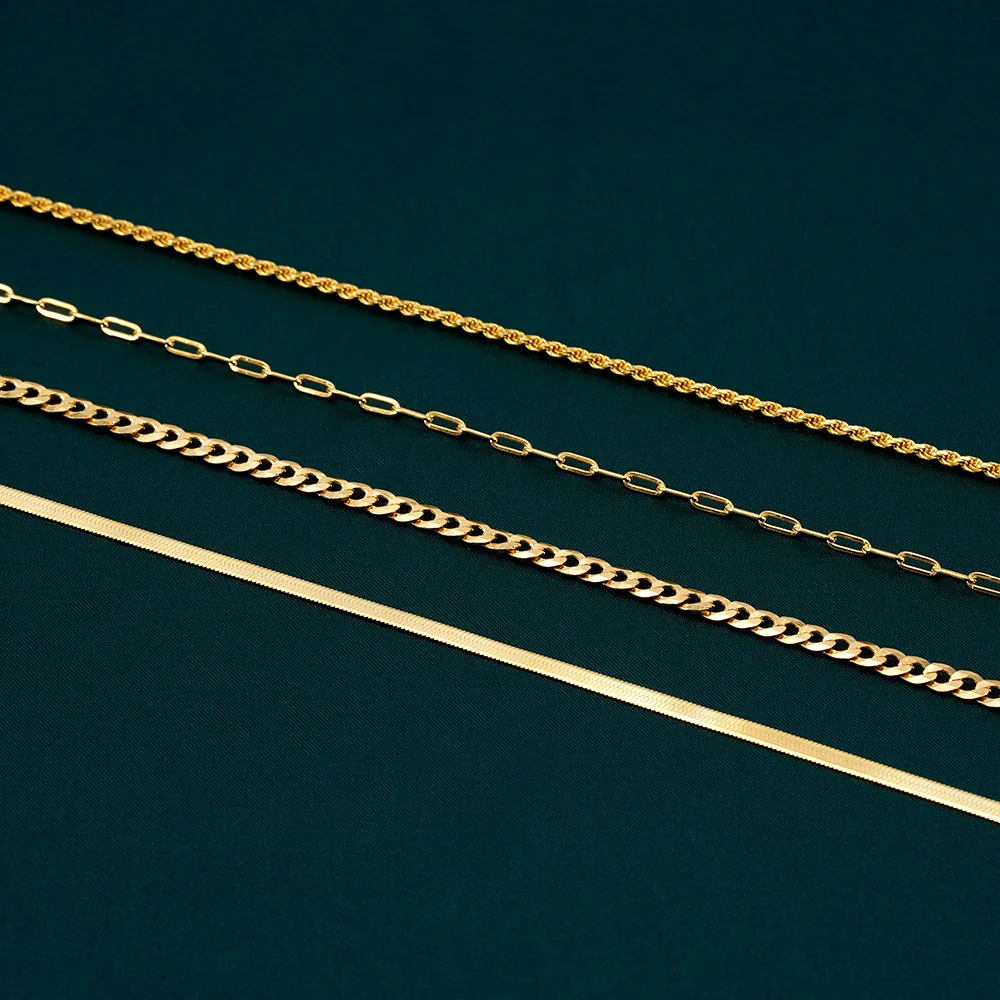 Women 925 Sterling Silver Jewelry Gold Link 18k Gold Plated Herringbone