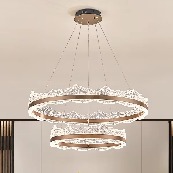 چراغ لوستر مدرن طراحی شده حرفهای با حلقه نور برای اتاق خواب، میز بار خصوصی، رستوران چینی جدید، قابلیت تنظیم ارتفاع