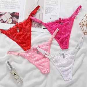 Adjustable T Back Thong  Transparent G-string Underwear Low Rise Sexy Lace Panties for Ladies