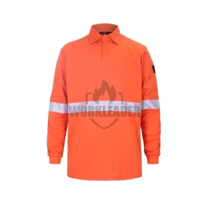 Knitted Shirt Work Clothing Flame Retardant with Reflective Tape Polo Shirt