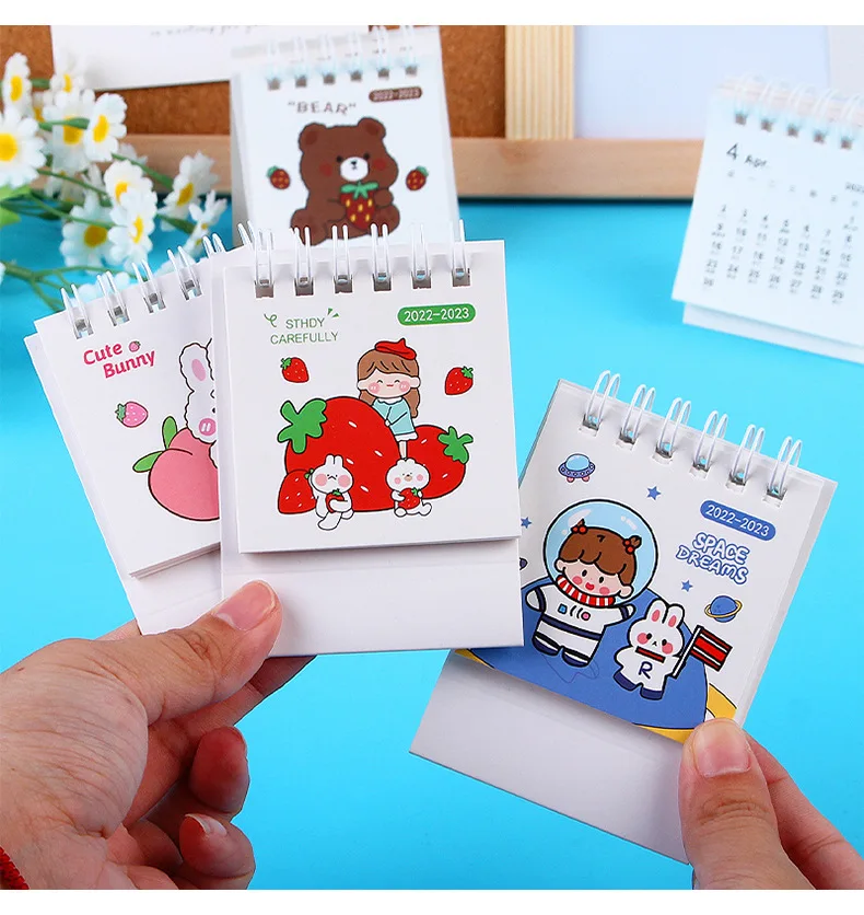 Wholesale Custom Calendar ins Cartoon Cute Small Mini Coil Hardcover Calendar Home Office Calendar supplier