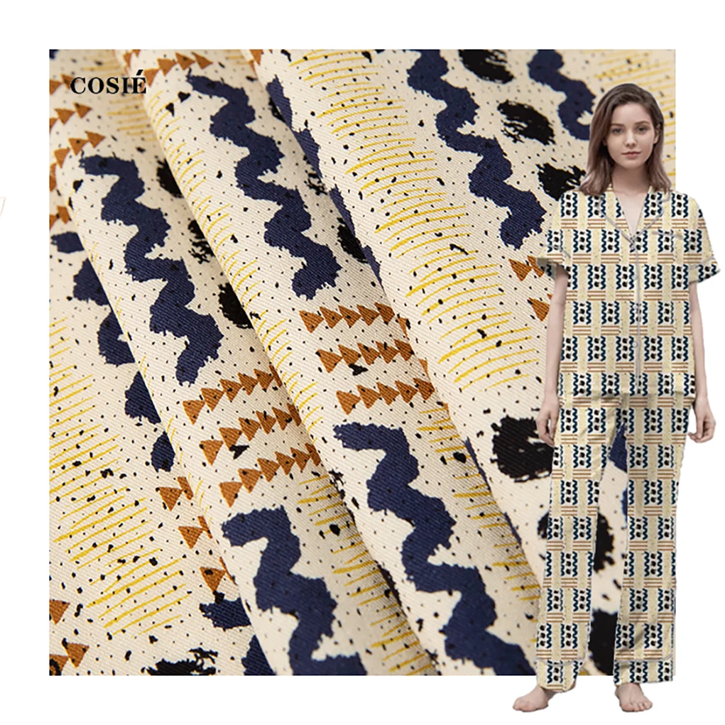 Пользовательские геометрические узоры цифровая печать 100% вискоза Вискоза Модальная ткань для платья