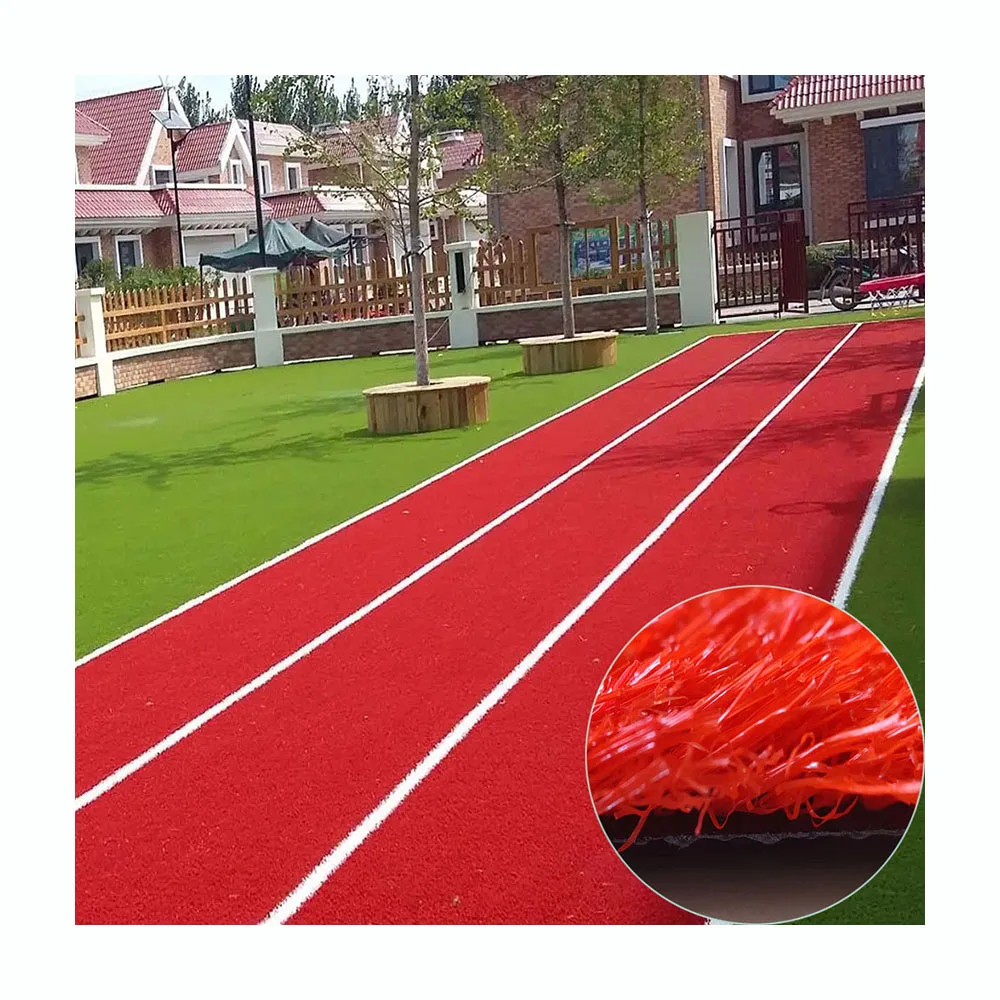 Tappeto da corsa per sport e intrattenimento pista da corsa rossa in erba sintetica in erba artificiale per pista