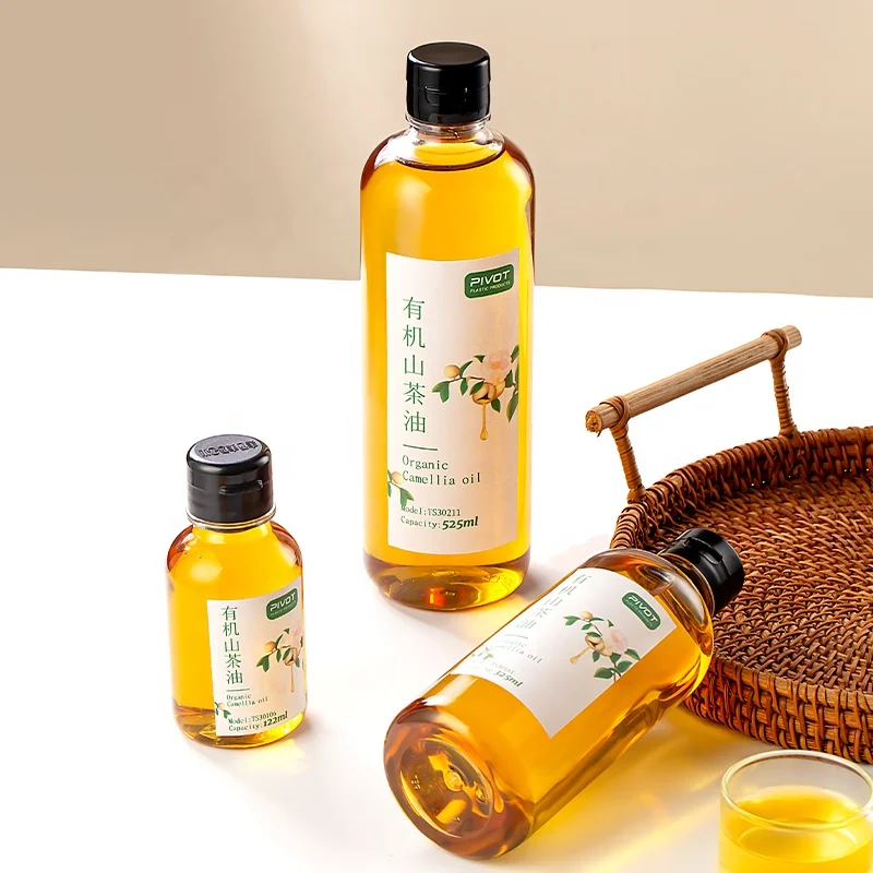 Supply PET 122ml 325ml 525ml clear Food Grade Coconut Oil Round Plastic Olive Oil Bottle