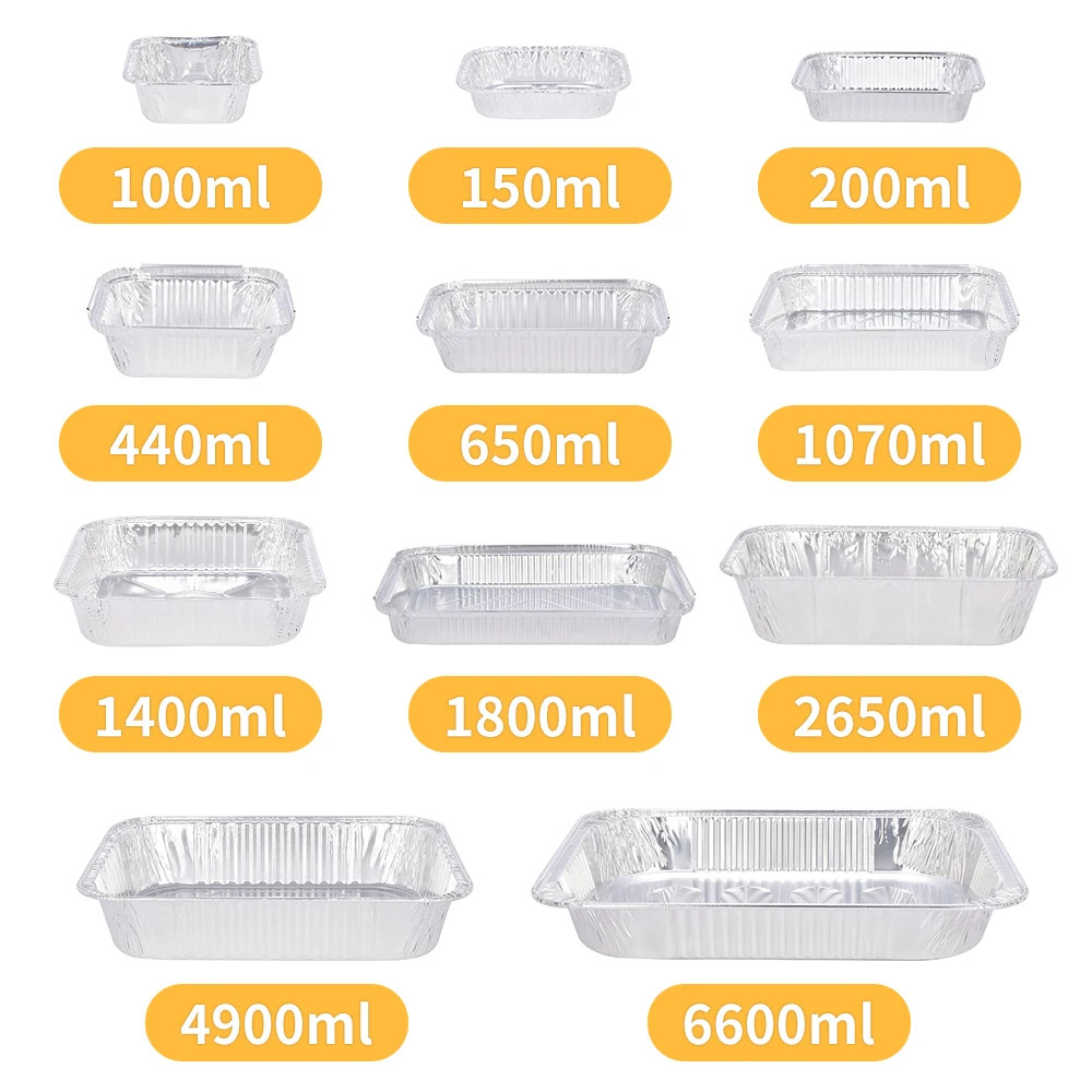 product cb47 10 20 50 pcs food grade disposable aluminum foil food container aluminum tray rectangle aluminium foil plates with lids685-2