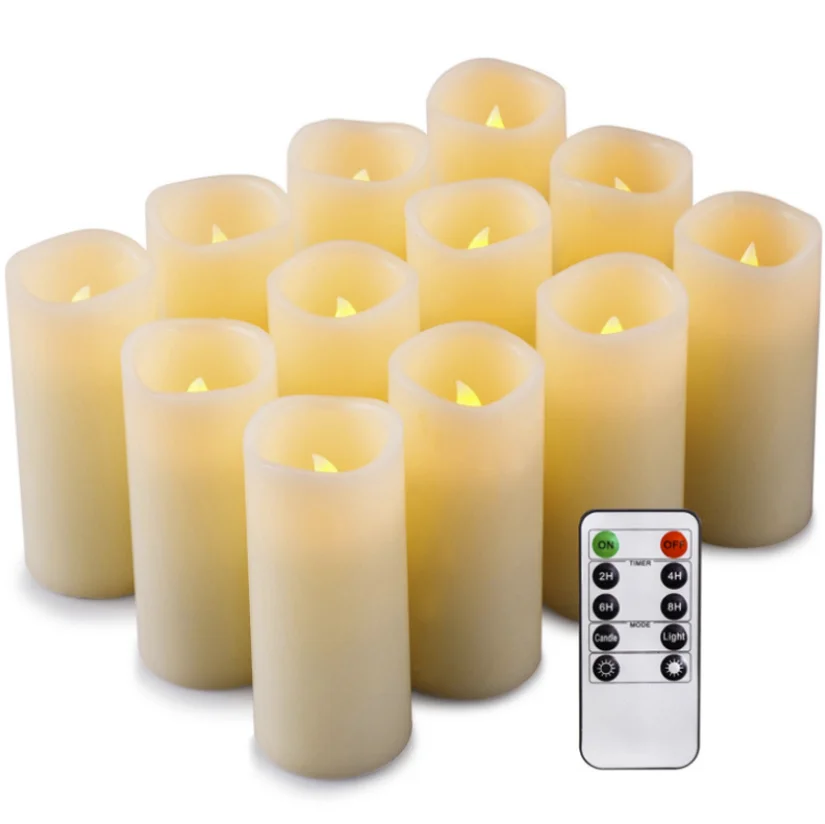 Set of 12pcs Flameless 500 Hours Wedding Favourite LED Candles with Remoter