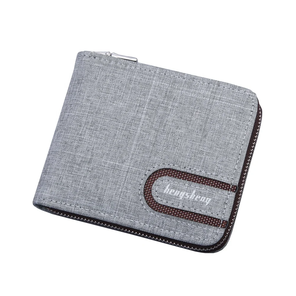 Wish Top Custom Brand Canvas Short Lightweight RFID Wallet