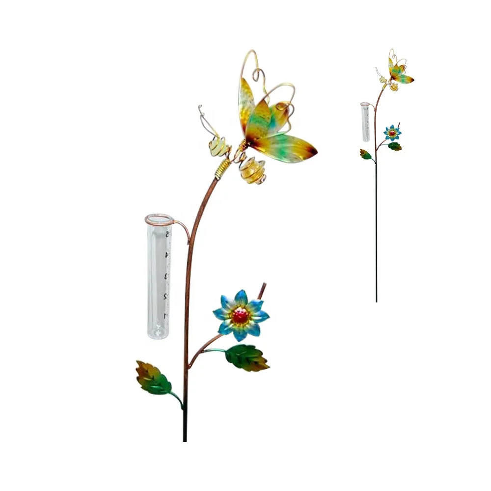 Metal flowers for crafts  rain gauge stake