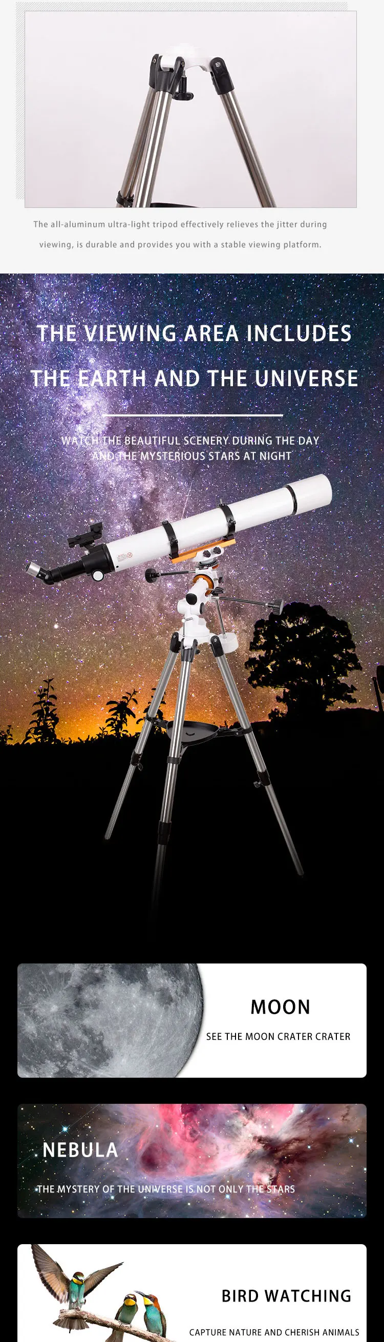 Luxun Outdoor Professional Stargazing F90080mm Astronomical Telescope