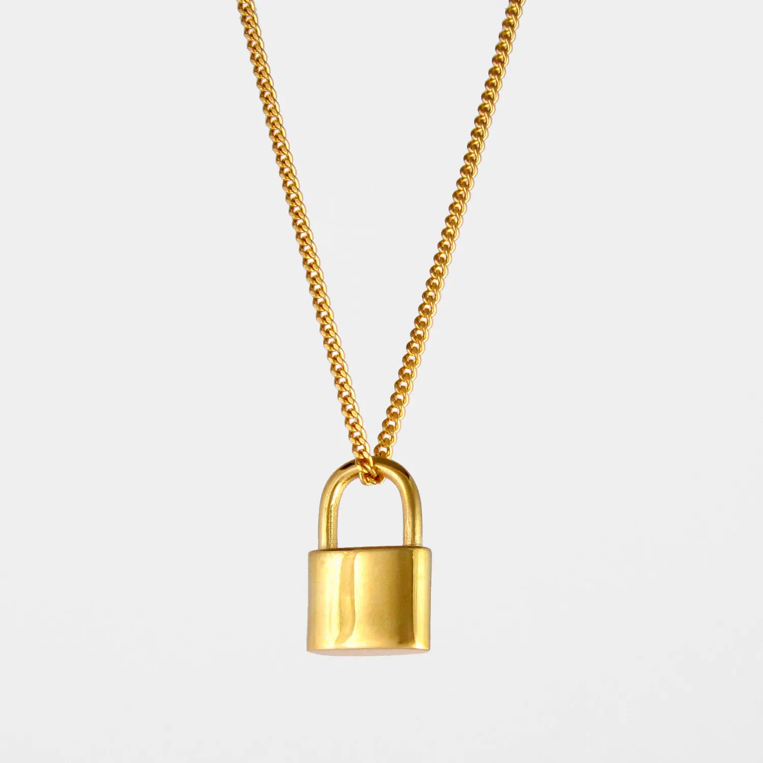 Men's Gold Padlock Necklace Pendant