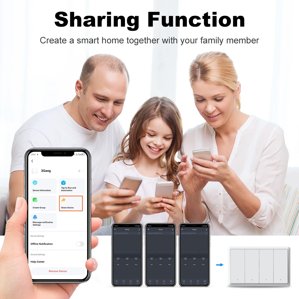 Customized Logo Tuya ZigBee Smart Light Switch US Push Button Wall ...