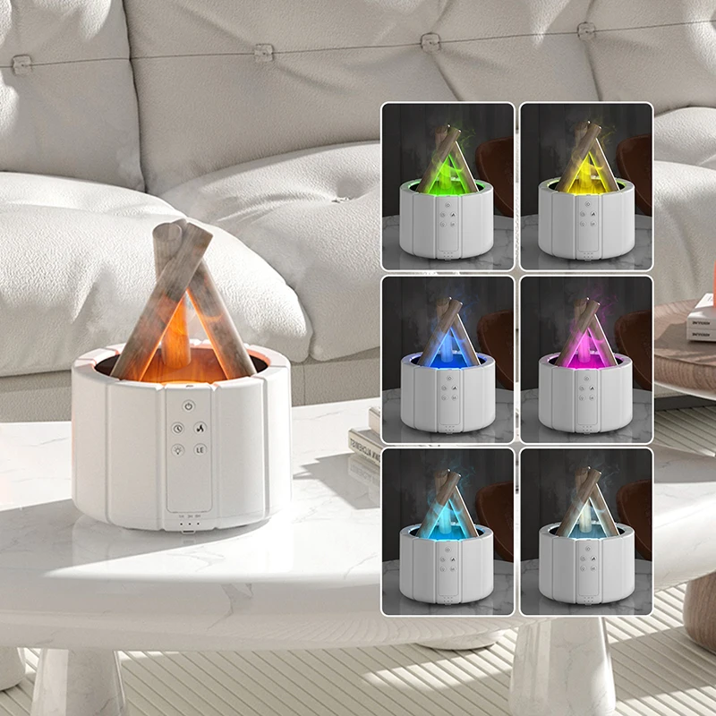 3D Simulated Fire Bonfire Humidifier 250ml Air Humidificador Flame LED Lamp Aroma Diffuser with Remote Control
