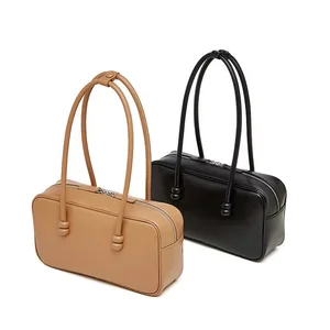 2026 Retro Style Genuine Leather Underarm Shoulder Woman Bag Designer Luxury Side Bags for Ladies Polyester Lined Shoulder Bag