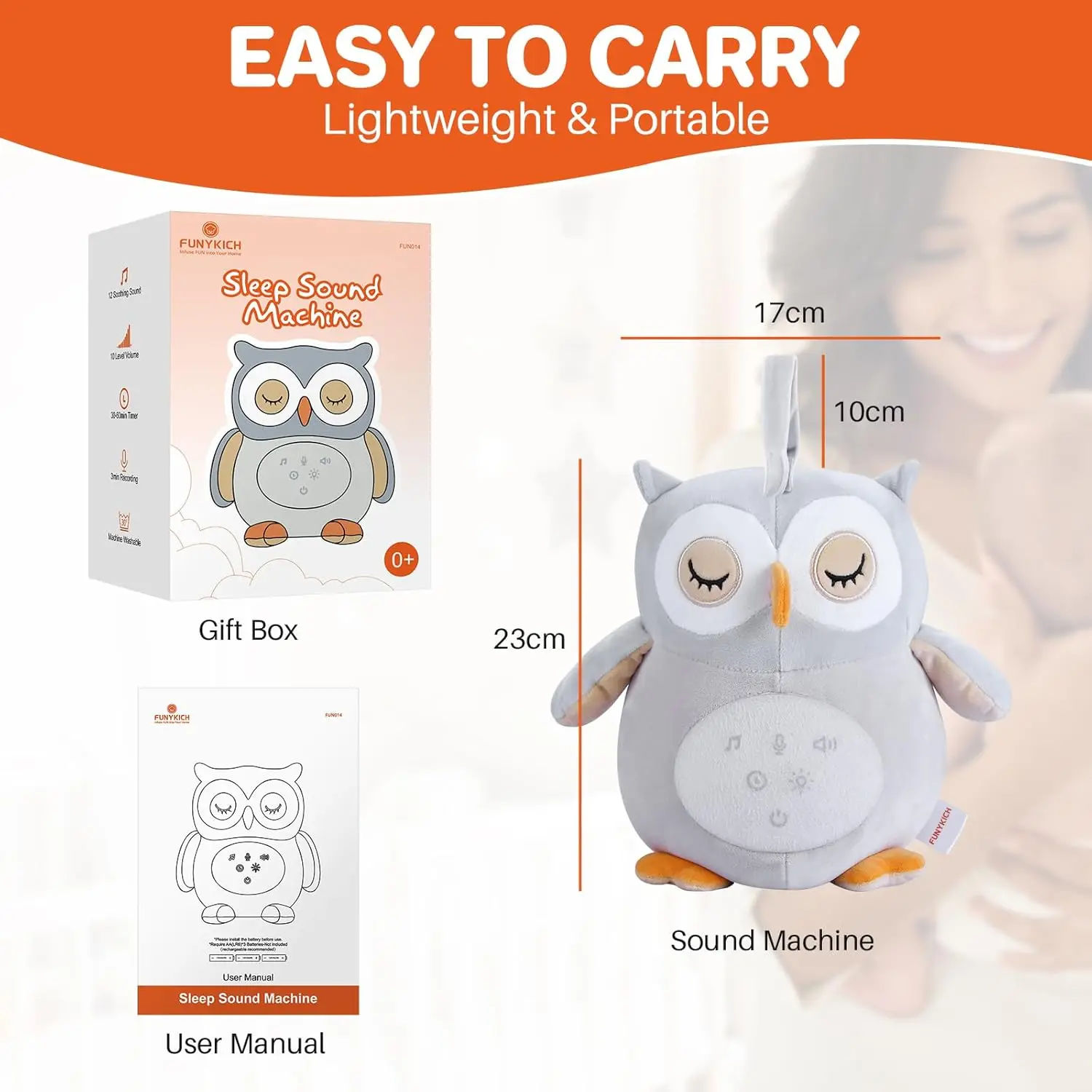 Owl Baby Sleep Soother: Night Light,12 Sounds,Recording, Bluetooth