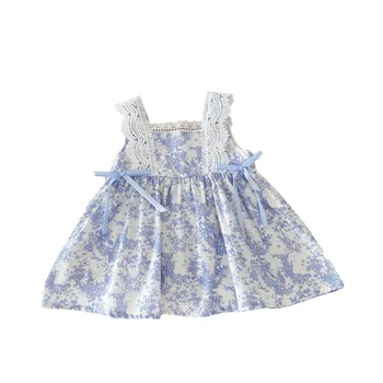 Girls lace vest baby dresses floral summer new fashion baby girls sweet cute baby princess dress