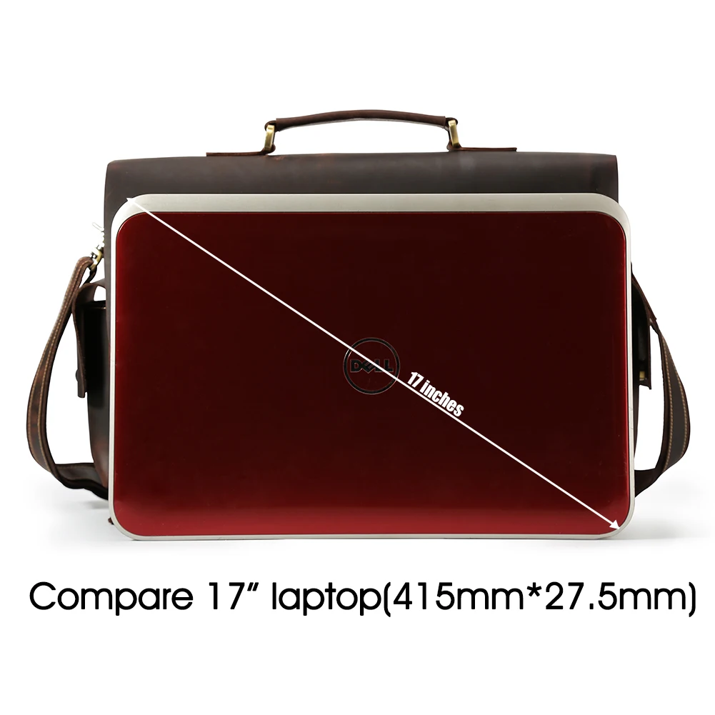 2025 Hot Selling Design Vintage Men Large Capacity 100% Genuine Cow Leather 17 Inch Laptop Bag Briefcase for Men