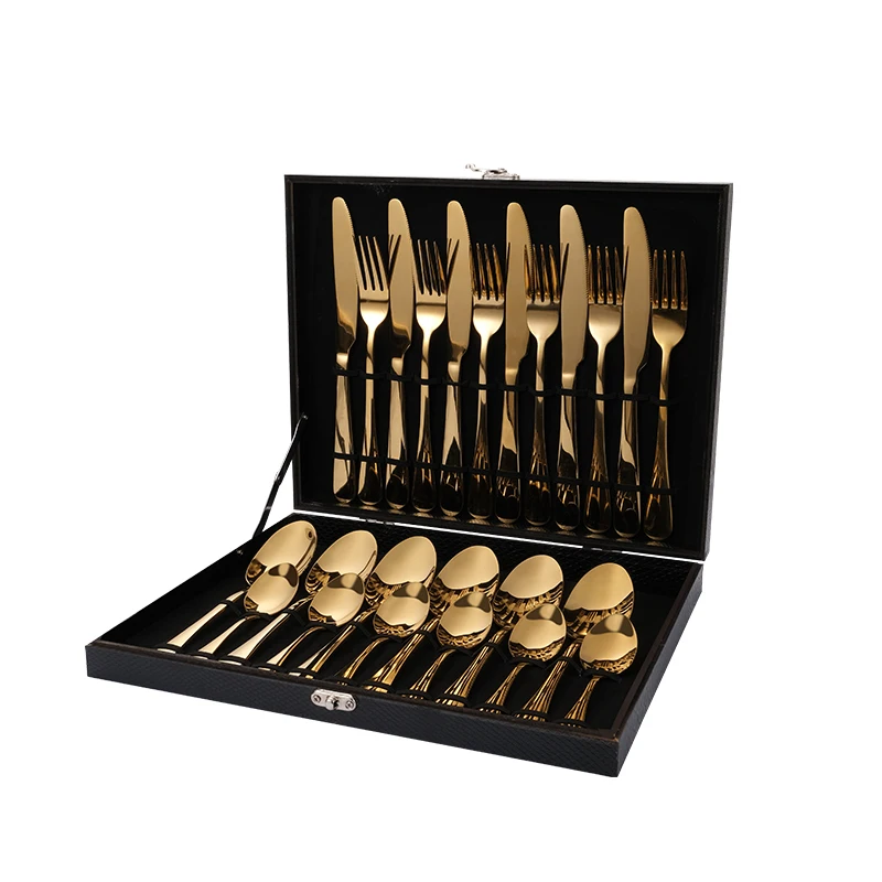 Luxury 24 Pcs Cutlery Set With Golden Box - Buy Cutlery Set,24 Pcs ...