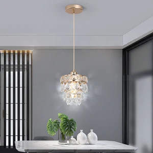 Window bar Bedroom Bedside Small Gold Crystal Petal Chandelier Pendant Light for Dining Table Kitchen Island