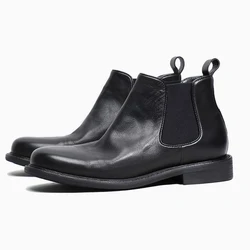 Мужские классические кожаные ботинки челси, черные повседневные ботильоны из мягкой кожи в английском ретро стиле, Осень-зима 2019